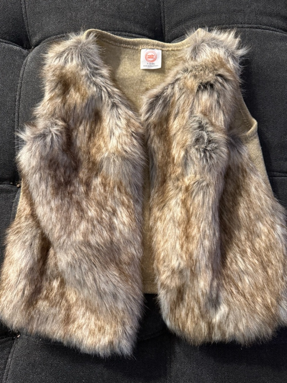wonder nation Faux Fur Vest in Brown and Cream